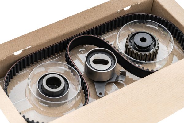 Closeup of automotive parts packaging