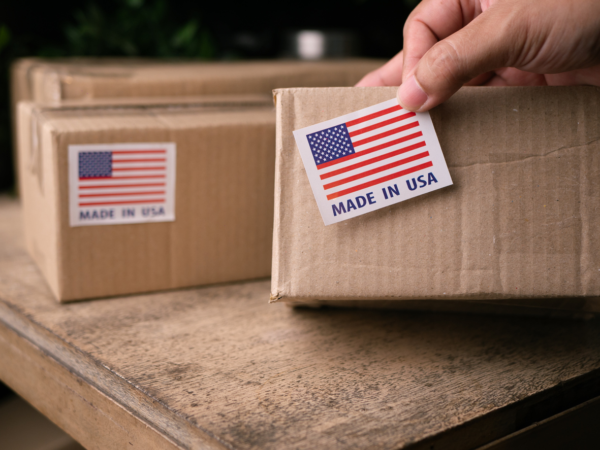 A closeup of corrugated packaging in the USA